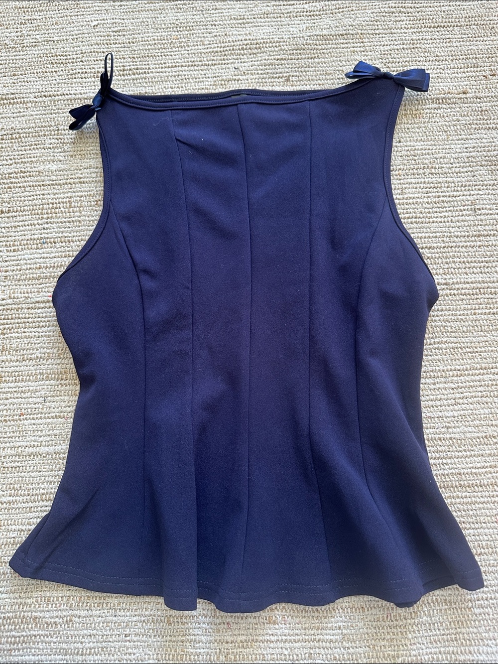 Navy Sleeveless Bow-Shoulder Top - Women